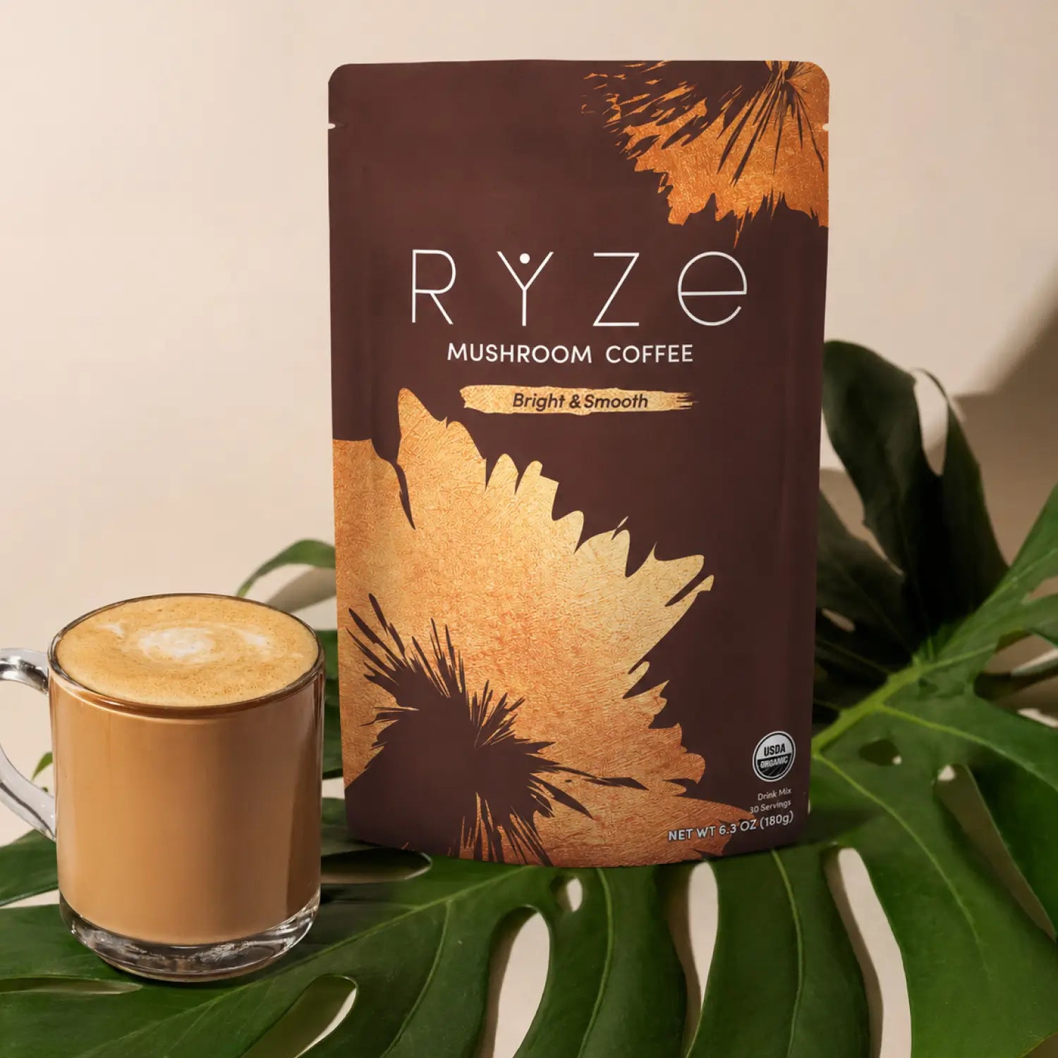 RYZE Mushroom Coffee — Organic Instant Coffee with Cordyceps & Reishi, 30 Servings I6