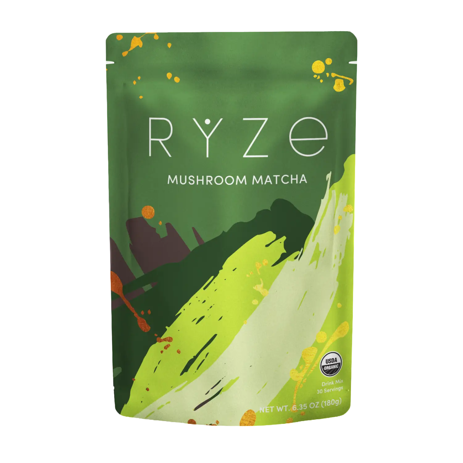 RYZE Mushroom Matcha — Organic Instant Matcha Latte with Lion's Mane & King Trumpet, 30 Servings A6