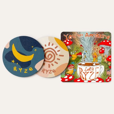 Coasters + Mushroom Magnet R2